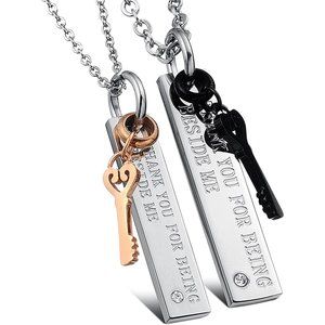 Matching Necklace For Couples Titanium Promise Love Stainless Steel Pend…